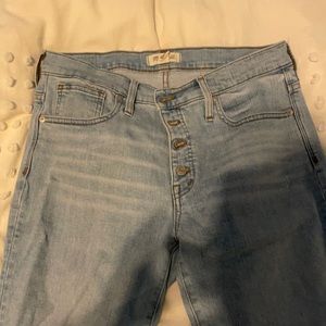 Madewell 9”high rise skinny jeans, light wash